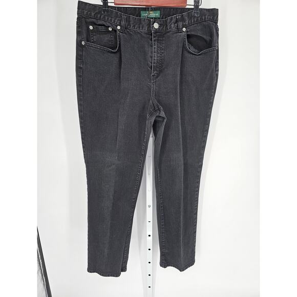 Lauren Jeans Co. Women's Black High Rise Belt Loop Casual Cotton Jean Size 14W - Picture 1 of 6